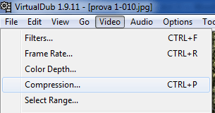 Set up the compression of the video in VirtualDub