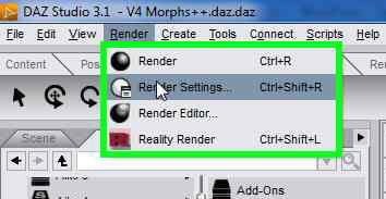 Acces to Render Settings